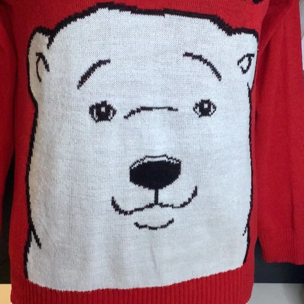Coca Cola Women’s Size M Red White Polar Bear Christmas Pullover Holiday Sweater - Picture 3 of 9
